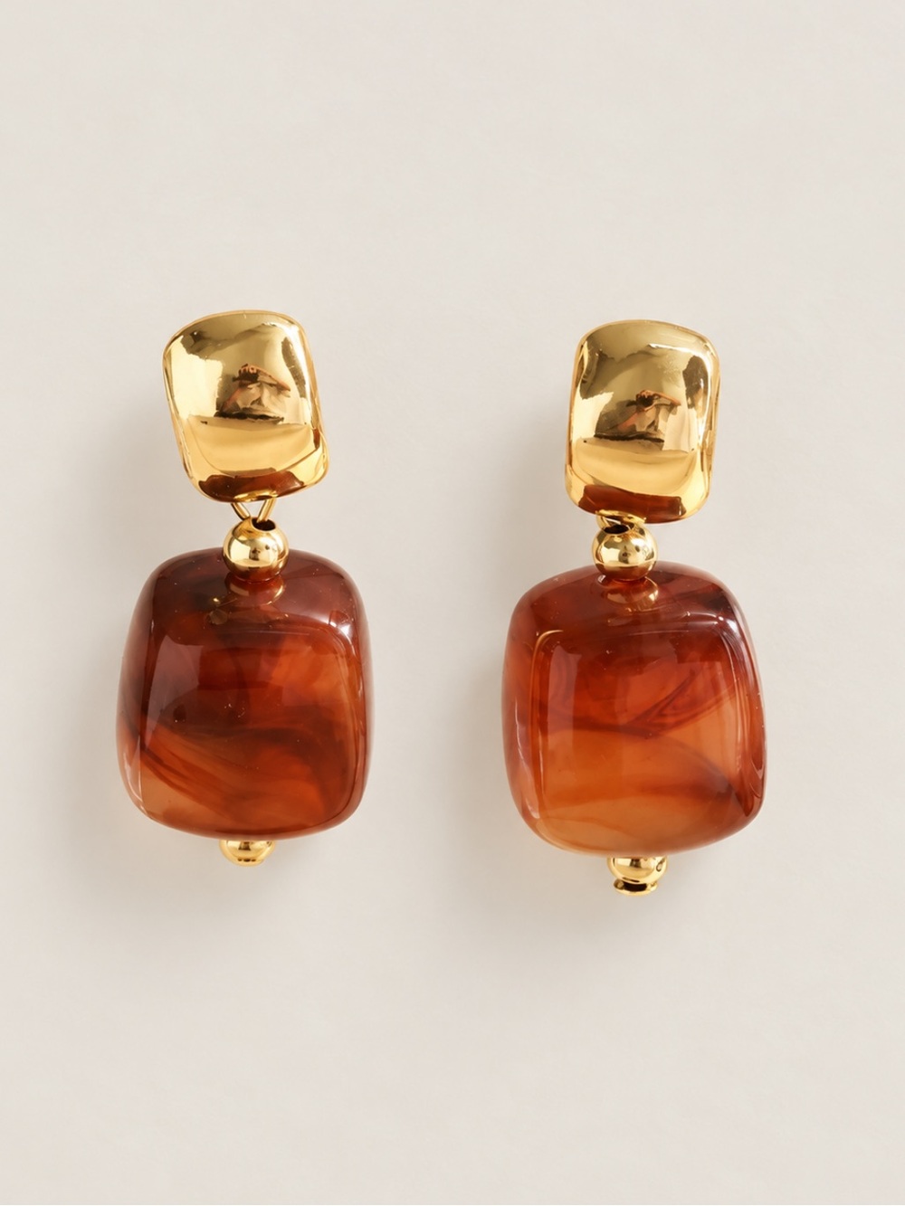 New! Amber Brown Gold Drop Earrings NWOT
